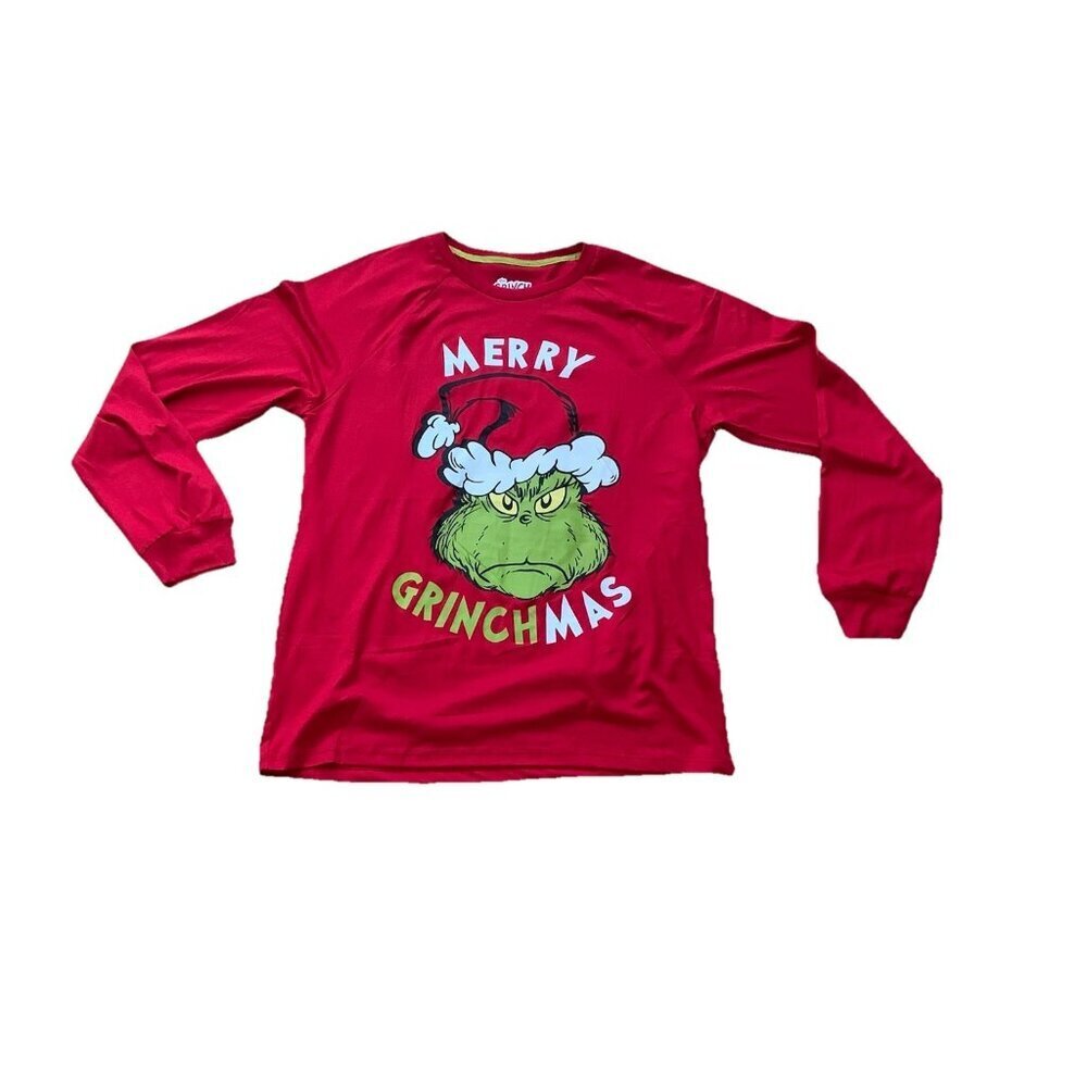 The Grinch Dr. Seuss Christmas Shirt Men’s Red Medium Long Sleeve Sleep PJ Shirt